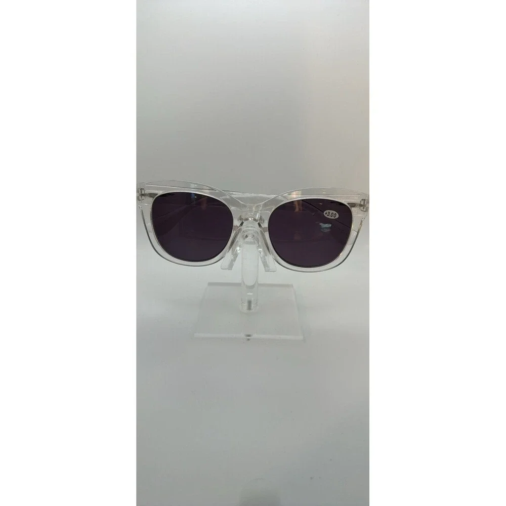 Square Clear Frame Lenses +3.00 Reading Sunglasses Sun Readers NWT  Authentic